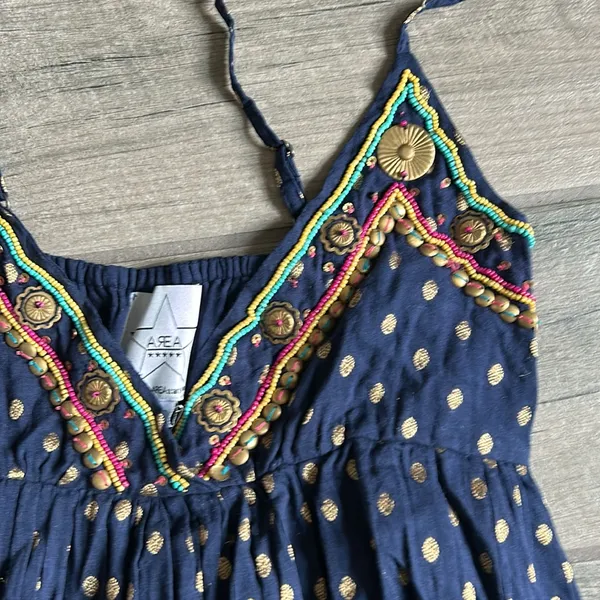 Area stars beaded trim dress Blue Size XS - Image 3