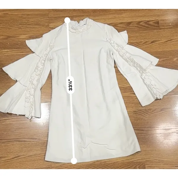 Alexis London Ivory Tiered Mini Dress Long Sleeve Flare Dress XS - Image 7