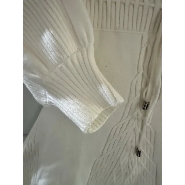 Free People Emmaline Sweater Dress Ivory Cable Knit Open Back NWT L - Image 7