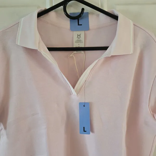 Member's Mark Women's Pique Polo Shirt Large Pink Sandwash Tipped Collar NWT - Image 6