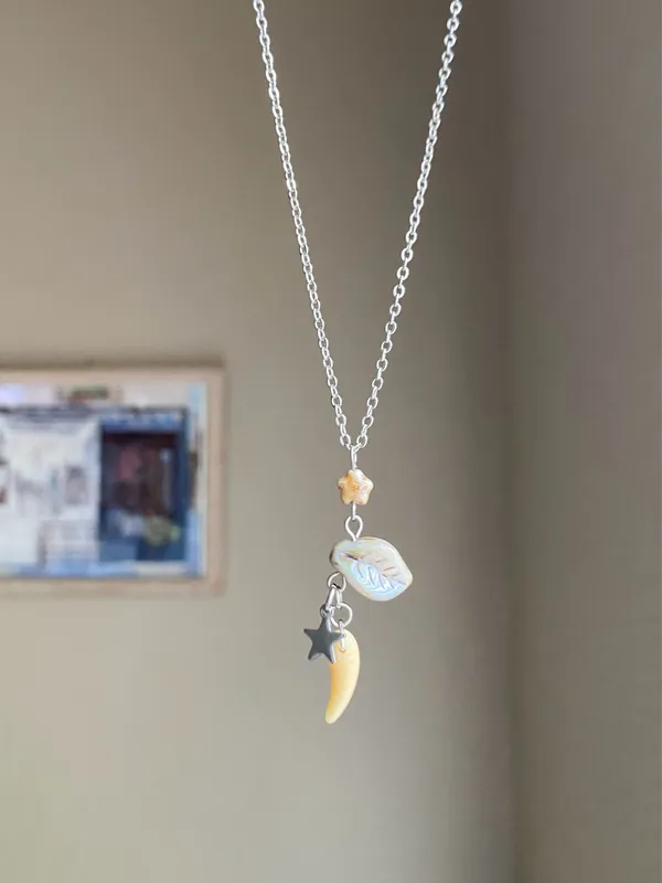 Handmade unique fairy funky Czechs glass beads mix necklace💚🌿 - Image 3