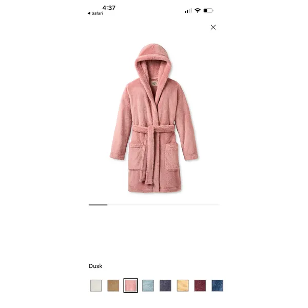 UGG Aarti Hooded Fleece Robe Dusk Pink 1121091 Plush Loungewear M - Image 4