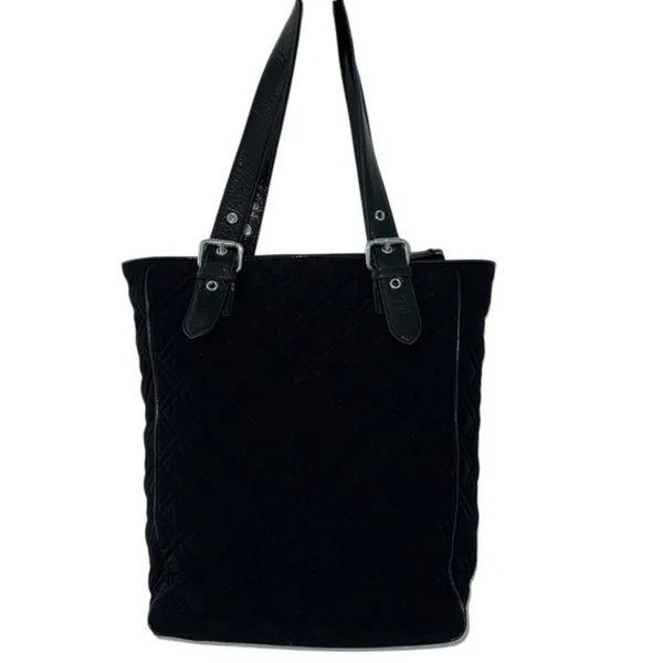 Vera Bradley Black Quilted Zippered Rectangular Bag / Commuter Tote /  Purse - Image 2