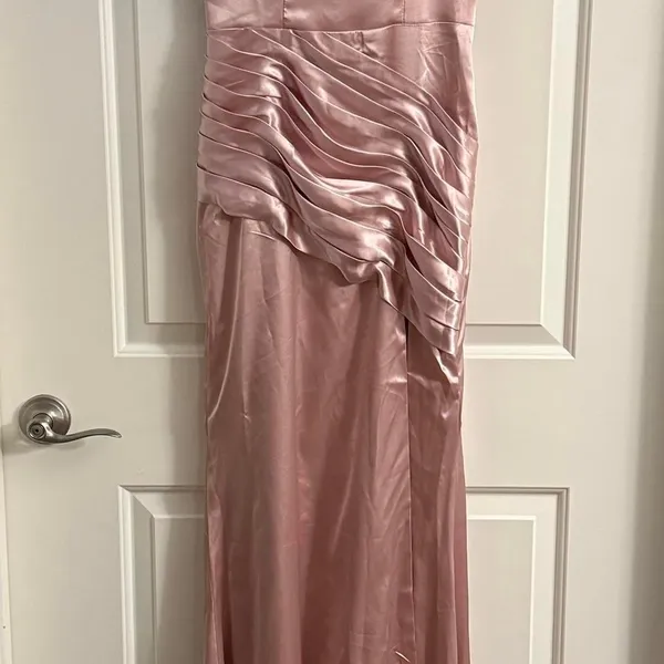 Hebeos Pink Blush Satin Gown NWT 4-6 Prom Spring Wedding Glamour - Image 2