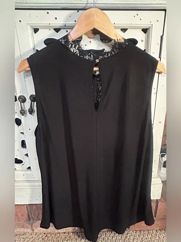 Pink Peony Black Lace Sleeveless Blouse Top Size Large L Keyhole Back NWT - Image 7
