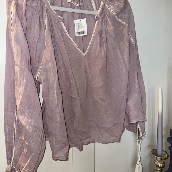 NWT UO Wild Horses Tassel Blouse In Lilac - Image 6