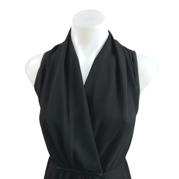 Aritzia Wilfred Black Sleeveless V Neck Faux Wrap Mini Sheath Dress Size XXS - Image 5