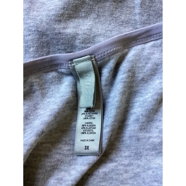 SKIMS Cotton Logo Bodysuit Light Heather Grey 3X Adjustable Straps Snap - Image 7
