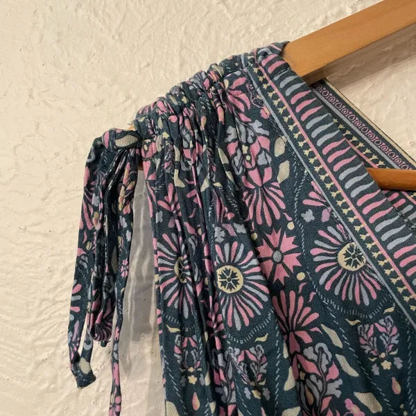 Joie Floral V-Neck Maxi Dress in Purple and Teal Size XL - Image 7