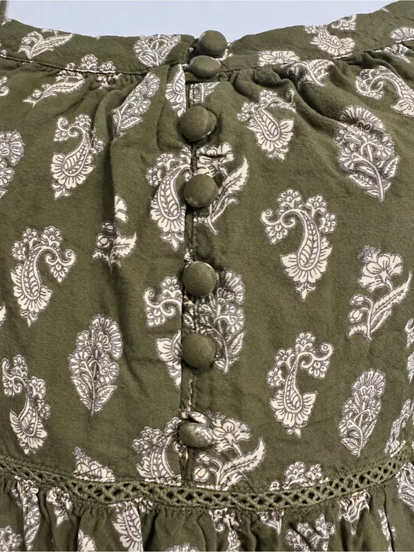 Urban Outfitters Olive Paisley Fully Lined Ruffle Mini Dress M Tiered TumblrEra - Image 6