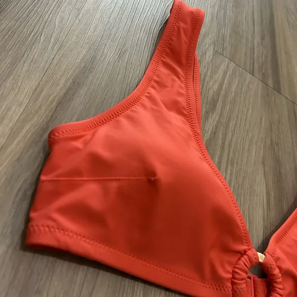 Aerie Tortoiseshell Ring Wide Straps Beach Scoop Bikini Top Sz L - Image 4