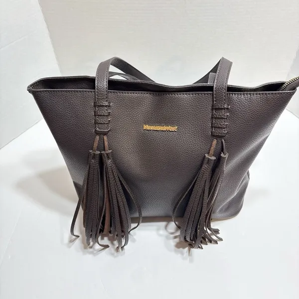 Montana West Large Tasseled Brown Tote Bag - Image 2
