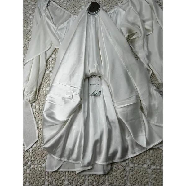 FOROLAV White Long Sleeve Mini Dress Size M NWT - Image 11
