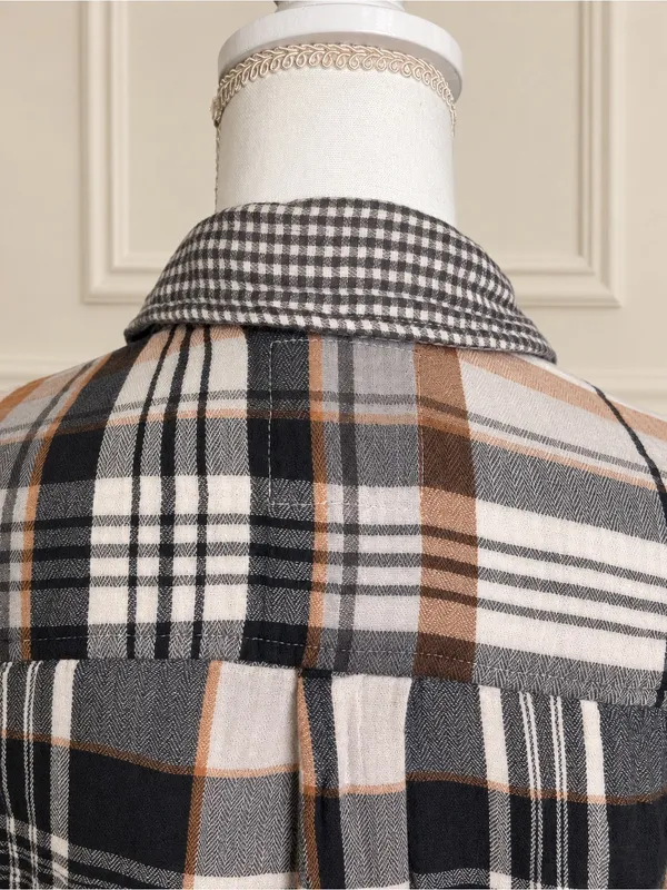 Aerie Patchwork Plaid Cotton Button Down Shirt Small Oversized Fall Top Everyday - Image 6