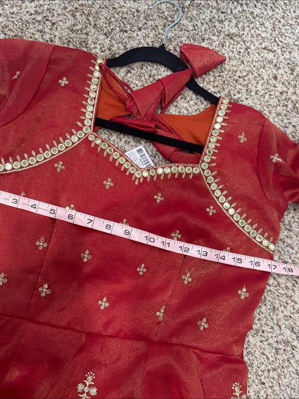Indya Orange rust Embroidered Anarkali Dress with Gold Accents size S - Image 10