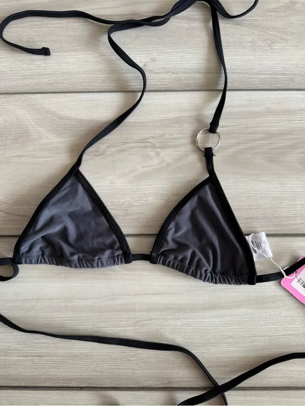 Edikted Kenni Ring Contrast Triangle Bikini Top Grey XS NWT - Image 6