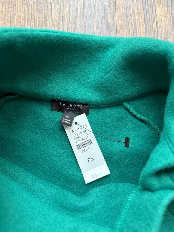 NWT Talbots Women’s Lush Green Fleece Mockneck Pullover Sweater - Size SP - Image 5