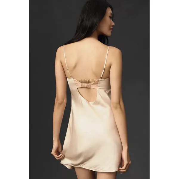 By Anthropologie Colorblock Satin Slip Dress Lounge Wear size XL cream color - Image 2