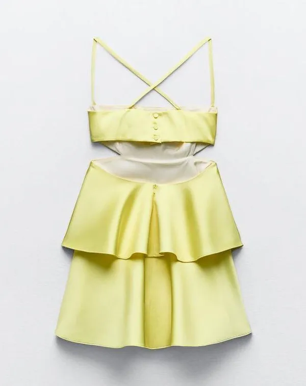 Zara dress mini cut out ruffle yellow blogger wedding evening summer party - Image 16