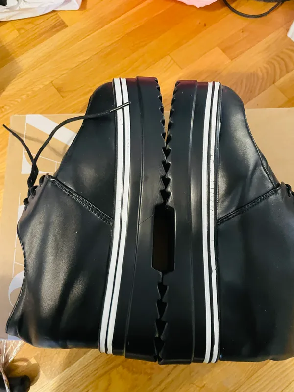 Women Leather Wedge loafers Shoe Black - Image 3