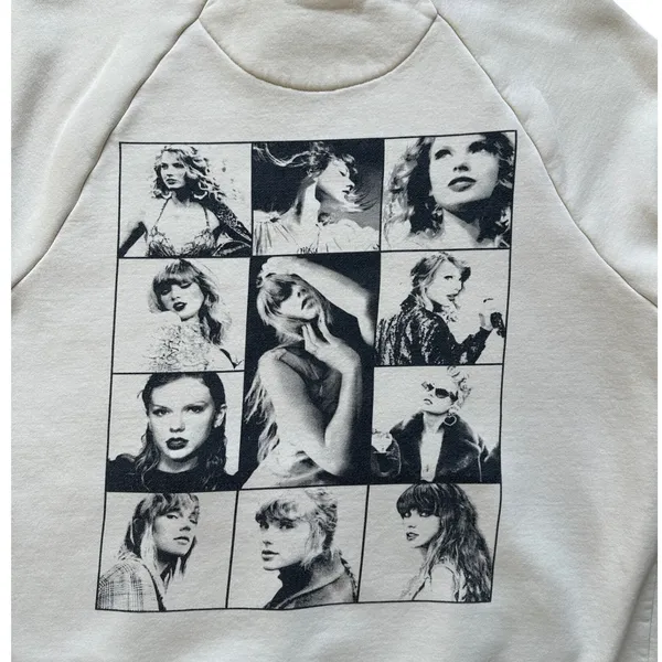 Taylor Swift Eras Tour Merch Hoodie Beige Graphic Concert Sweatshirt S *Flaws* - Image 3