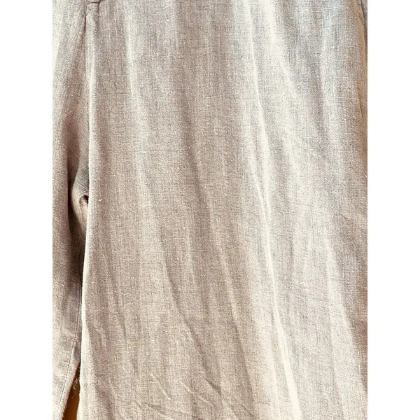 FLAX Pants M Fits L XL Linen Oatmeal Relaxed Lagenlook Coastal Grandma Capsule - Image 9