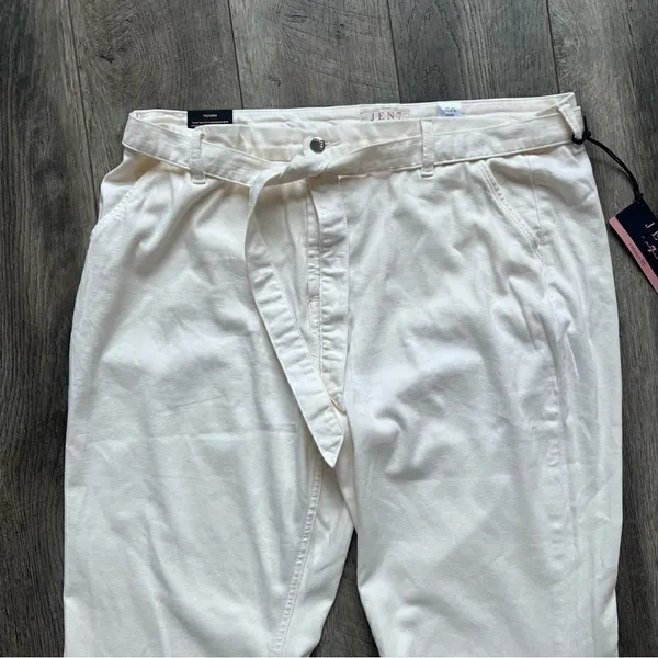 Jen7 by 7 For All Mankind Belted Wide Leg Trouser Pants Size 18 Off White NWT - Image 5