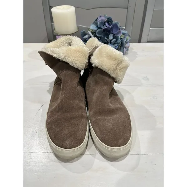 J‎ SLIDES faux fur lined rubber sole high top zipper side slip on shoes Size 8 - Image 3