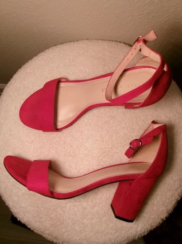 Kelly & Katie Red Open-Toe Ankle-Strap Block Heels - Image 3