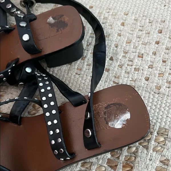 Zara Black Studded Ankle Wrap Sandals Size 38 / 7 or 7.5 - Image 5