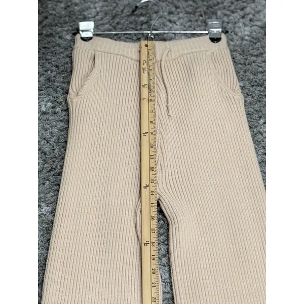 Athina Women’s Beige Pants 100% Viscose Ribbed Knit Wide Leg Drawstring Size S - Image 13