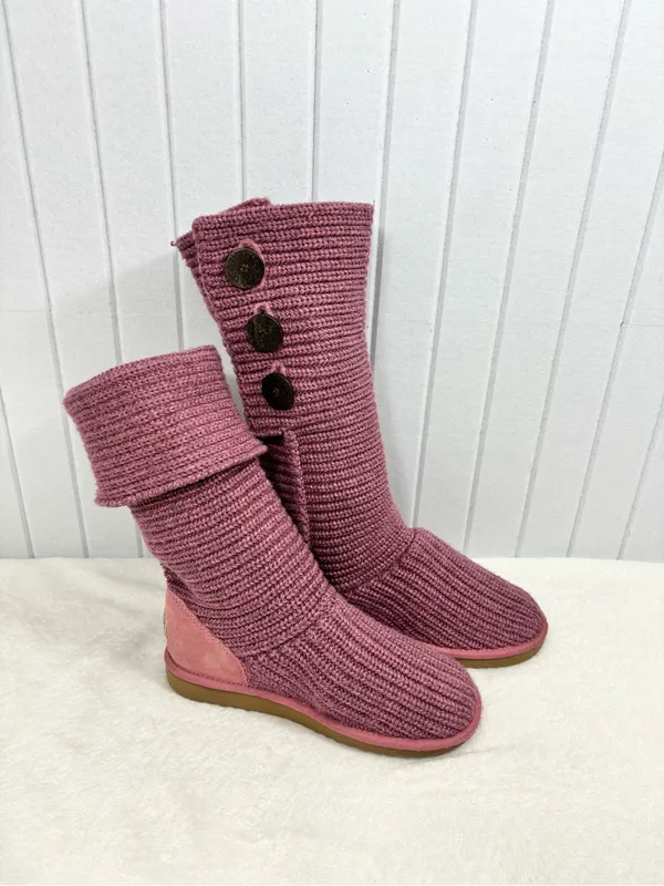 UGG Tall Cardy Knit Button Boots in Mauve Pink size 8 - Image 4