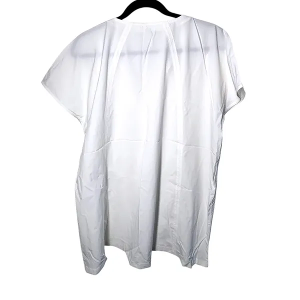 NWT Athleta L scrubs medical V-neck white top shirt Boulevard short sleeve - Image 2