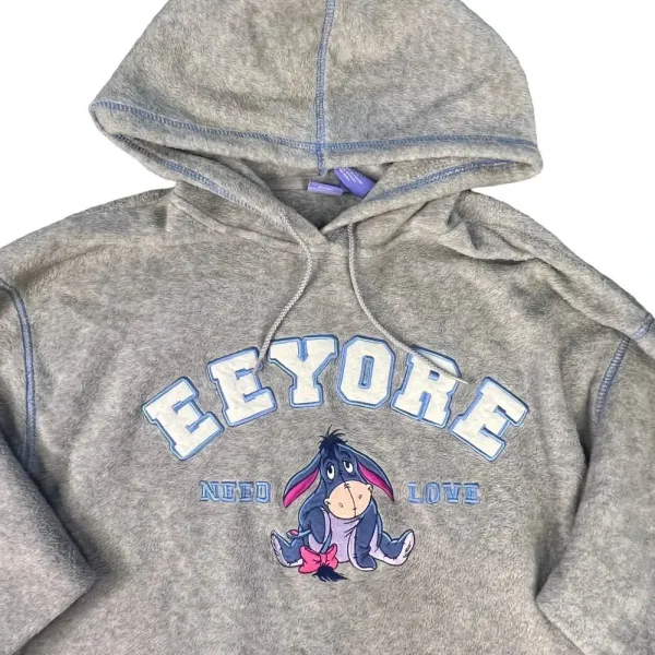 Vintage Women's Large Disney Embroidered Eeyore Gray Pullover‎ Hoodie - Image 2