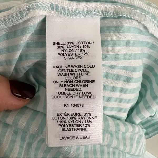 Vineyard Vines Seersucker Striped Romper in Aqua Size Large Short Sleeve - Image 11