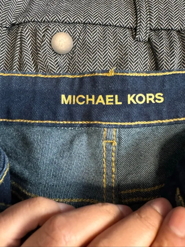 Michael Kors Dark Wash Skinny Jeans Womens 12 Gold Hardware Stretch Denim Pants - Image 7