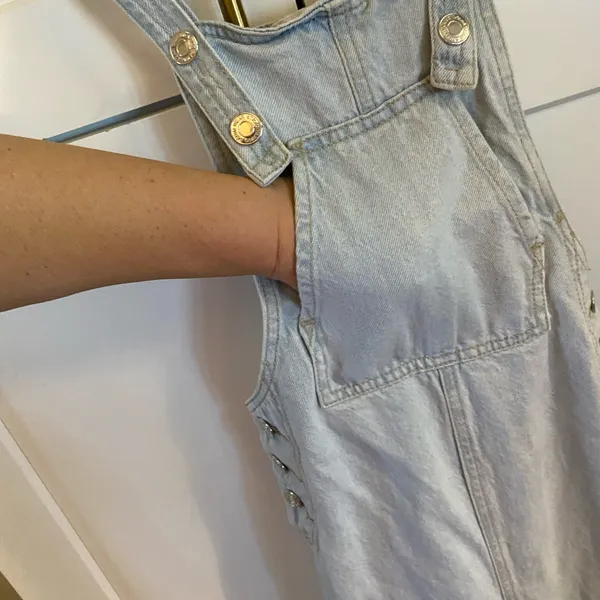 asos Stradivarius cropped wide leg denim dungarees light Blue Denim Overalls - Image 12