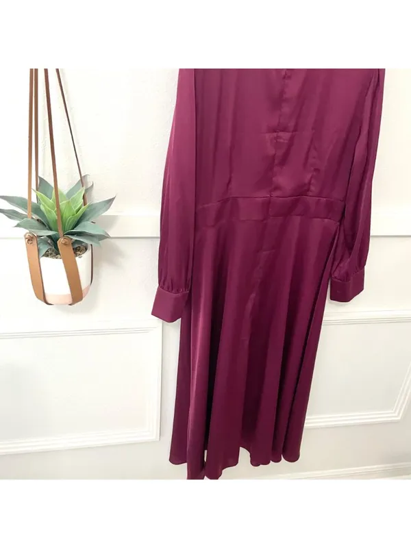NWT Alexia Admor Brooklynn Midi Fit and Flare Dress Size 14 Cranberry Satin - Image 8