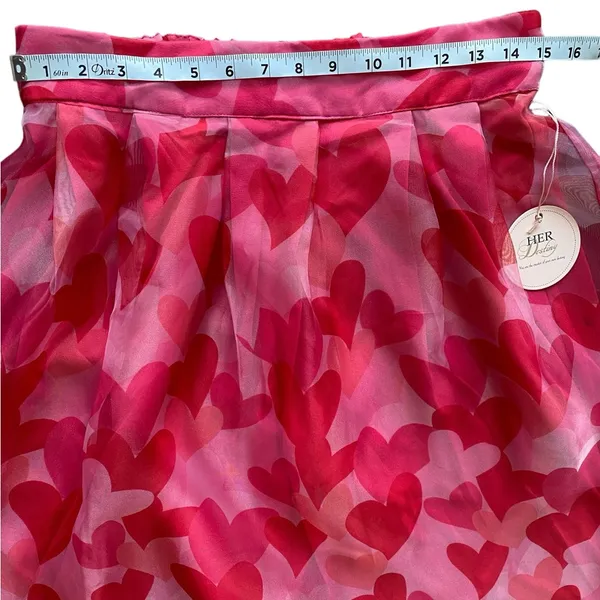 Her Destiny Red & Pink‎ Hearts Sheer Women’s Skirt Size L - Image 4
