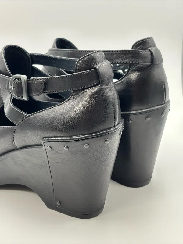 Dansko Black Platform Leather Wedge Mary Jane Slingback Size 40 - Image 6