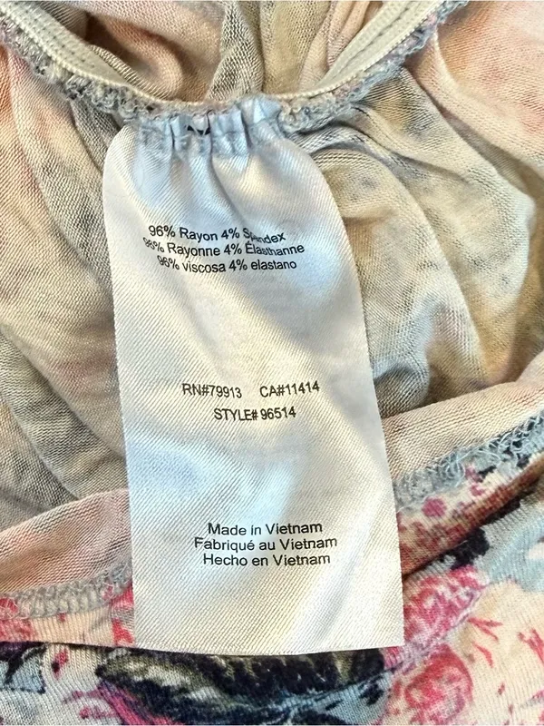 Motherhood Maternity Knee Length Floral Pink Blue Dress Small Stretchy Summer - Image 3