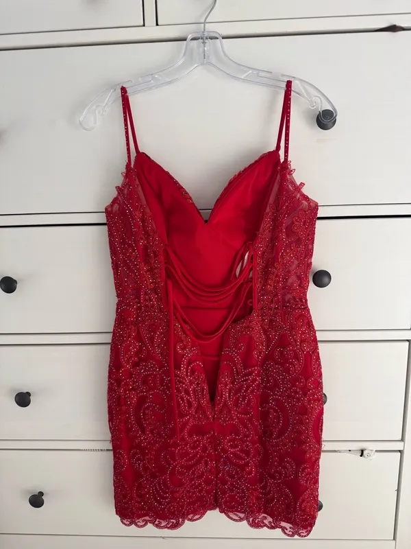 Red Sherri Hill Homecoming Dress Short - Image 4