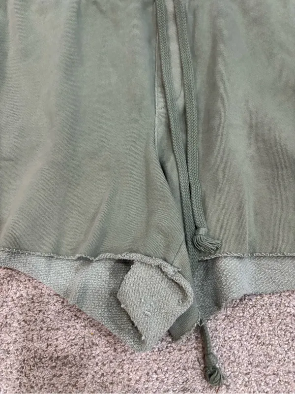 Aerie XL Women’s Olive Green Drawstring Shorts Sweat Shorts Loungewear Raw Hem - Image 8
