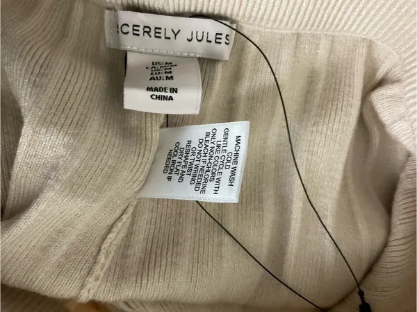 Sincerely Jules Wide-Leg Ribbed Knit‎ Pants in Cream Size Medium - Image 4