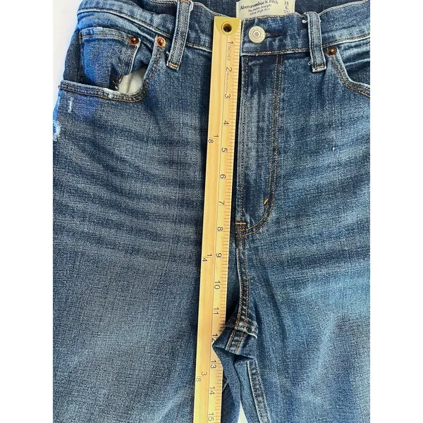 Abercrombie & Fitch The Ankle Straight Ultra High Rise Blue‎ Jeans Women's 28/6L - Image 9