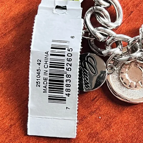 Guess Y2K Charm Link Bracelet Silver Rose Gold Crystal Logo Dangle Modern Glam‎ - Image 10