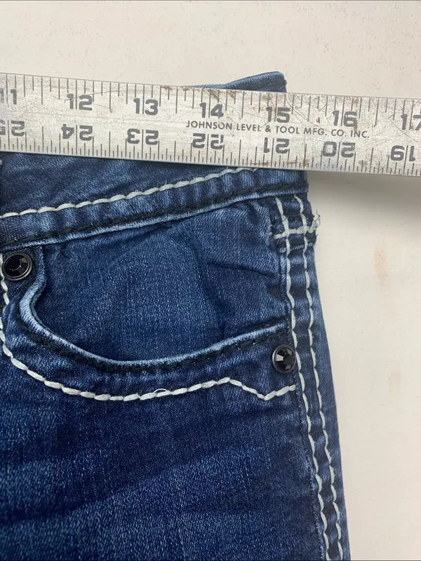 Rock Revival size 31 Eugenia denim Indigo Bootcut Jeans Contrast Stitching west - Image 8