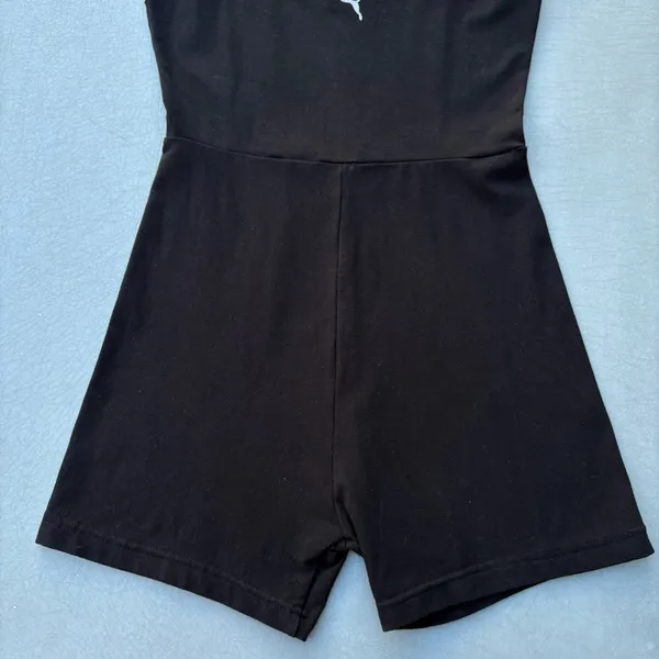 Puma Black Evide Unitard Graphic Bodysuit Romper Tank Top Shorts - Image 5