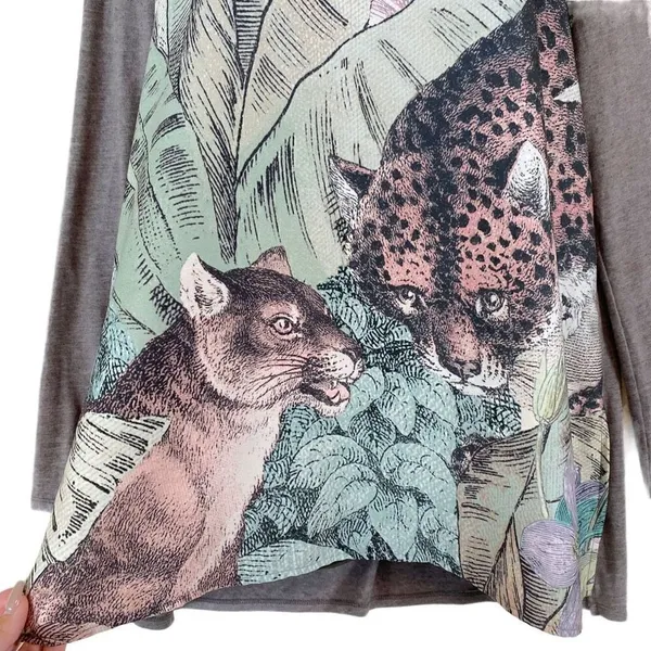 Anthropologie Akemi + Kin Fauna Leopard Jungle Print Henley Top - Image 3