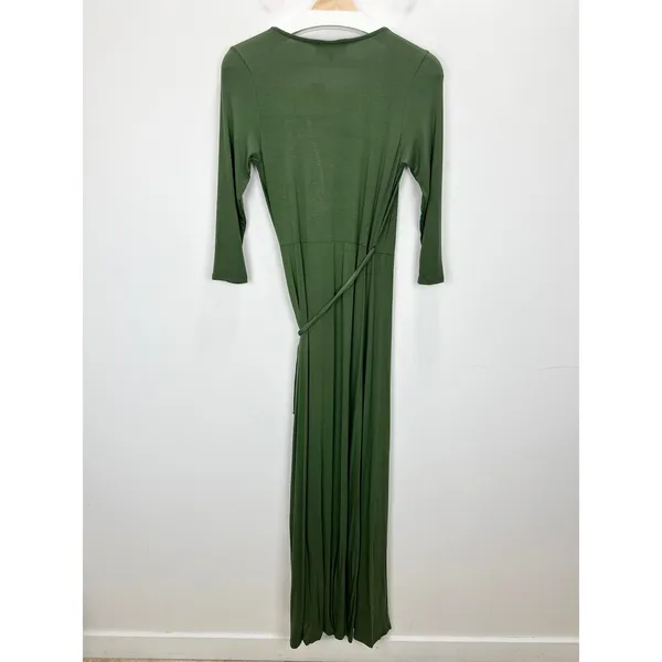 Lulus Garden District Olive Green Wrap Maxi Dress Stretch Jersey Knit Small NWT - Image 13